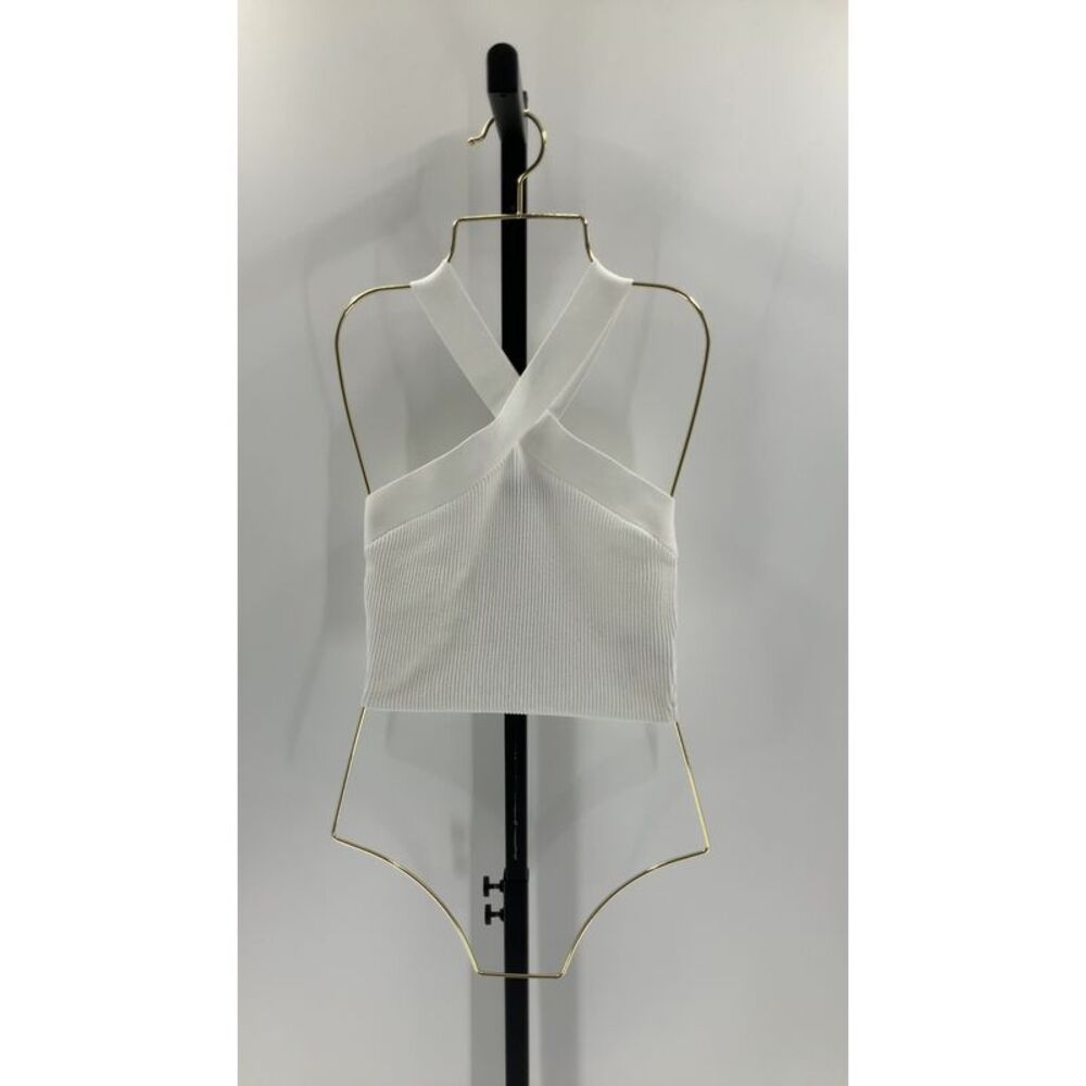 Quince White Ribbed Halter Top